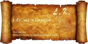 Lőwy Klaudia névjegykártya